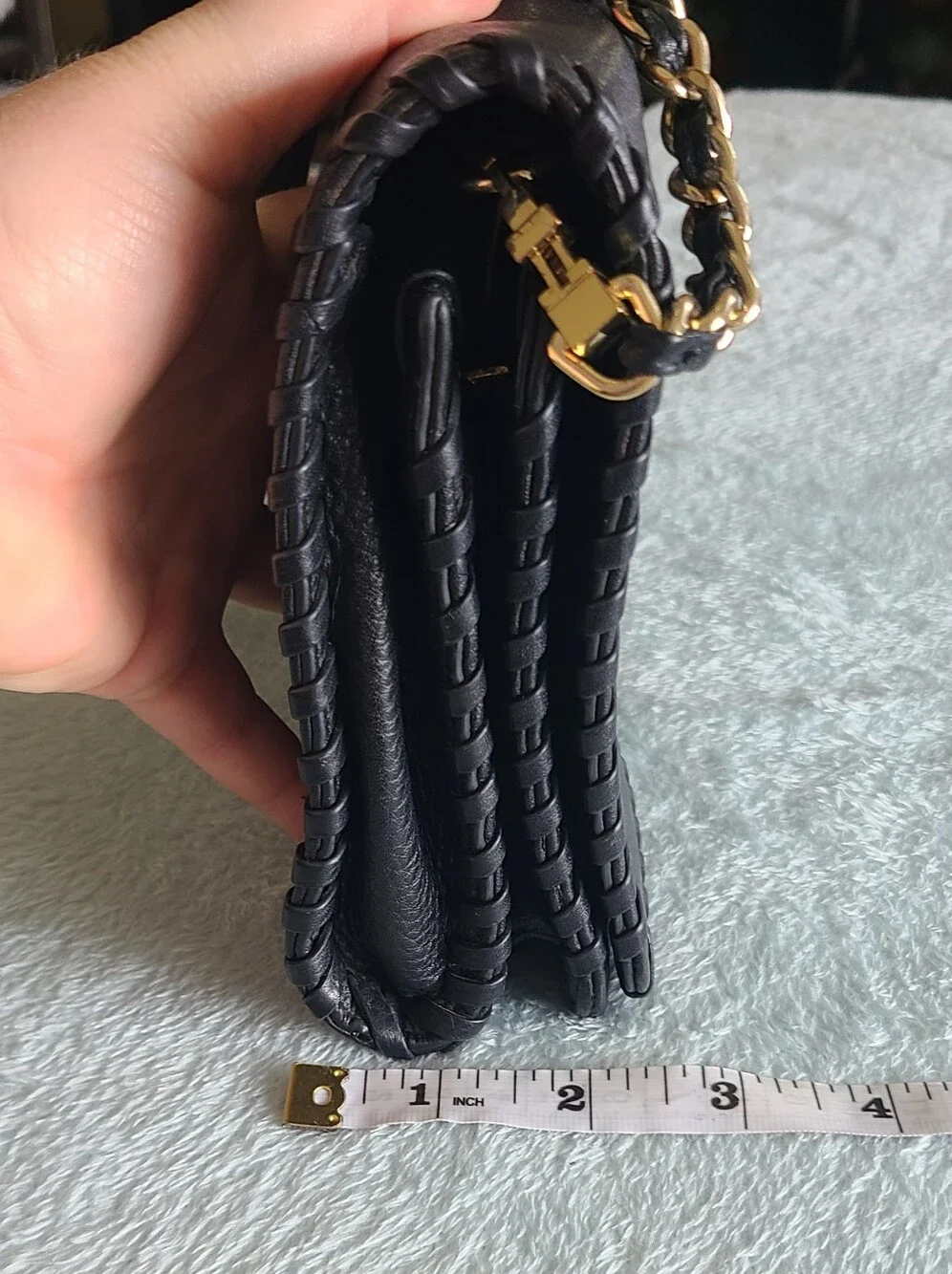Tory Burch Black Whipstitch Leather Crossbody Bag
